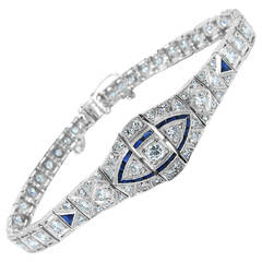 Sapphire Diamond Platinum Link Bracelet