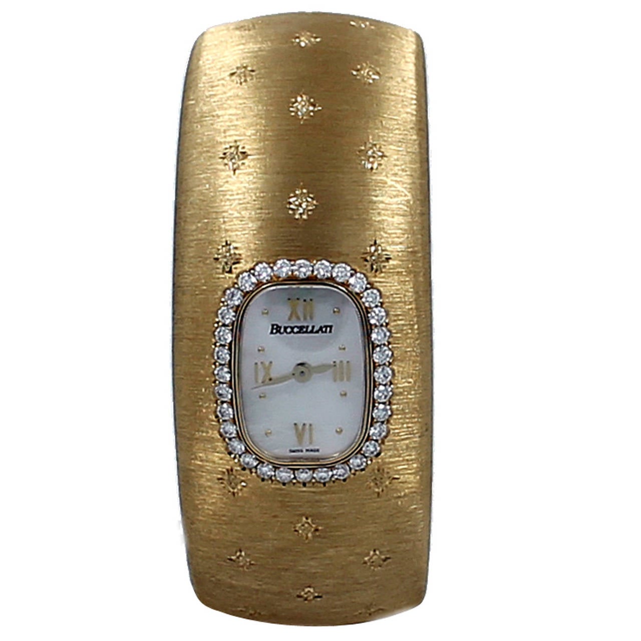 Buccellati Yellow Gold Diamond Mother-of-Pearl Quartz Bracelet Wristwatch