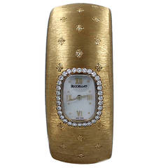 Buccellati Yellow Gold Diamond Mother-of-Pearl Quartz Bracelet Wristwatch