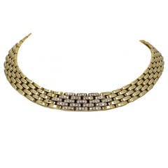 Cartier Maillon Panthere 5 Row Diamond Gold Link Necklace