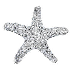 Diamond Gold Starfish Brooch Pendant