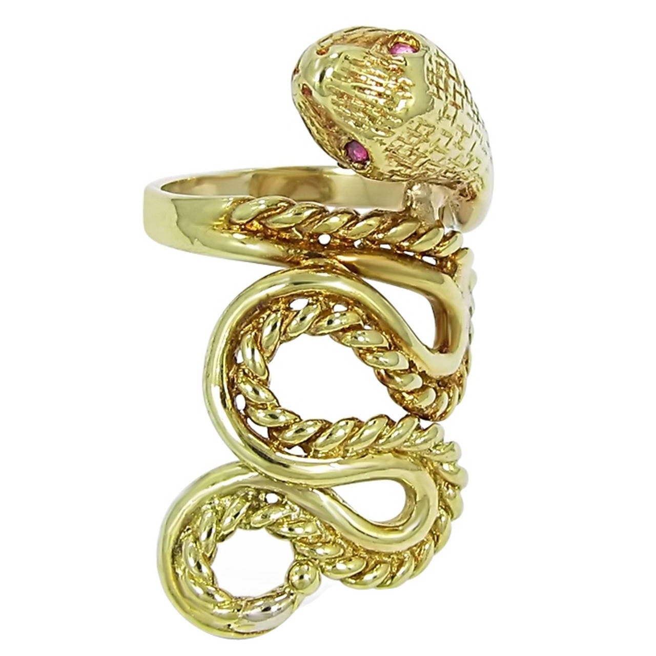 Ruby Gold Snake Ring