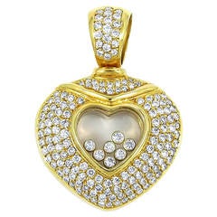 Pave Diamond Gold Floating Diamonds Heart Pendant