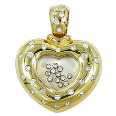 Diamond Gold Floating Diamonds Heart Pendant 9