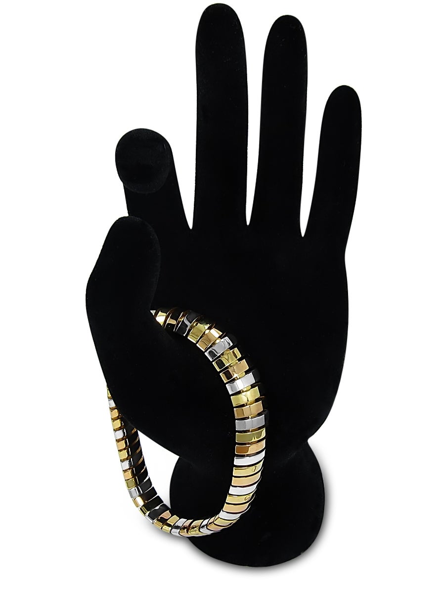 Cartier tricolor gold flexible Navette link Bracelet In Excellent Condition In Naples, FL