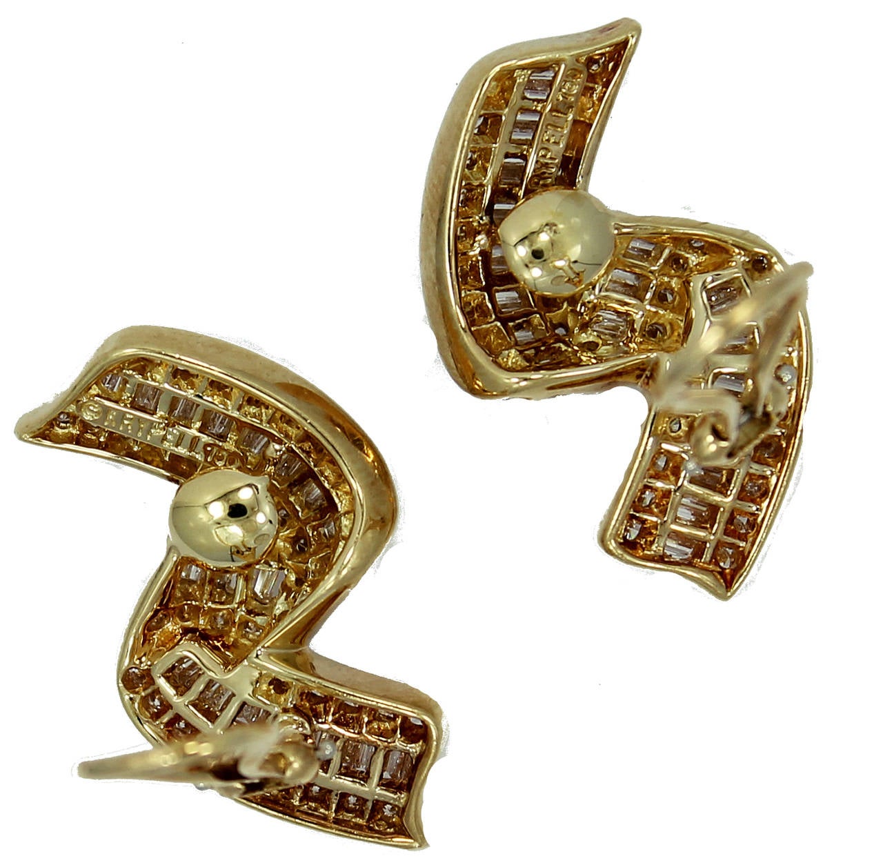Charles Krypell Diamond gold Earrings For Sale 2