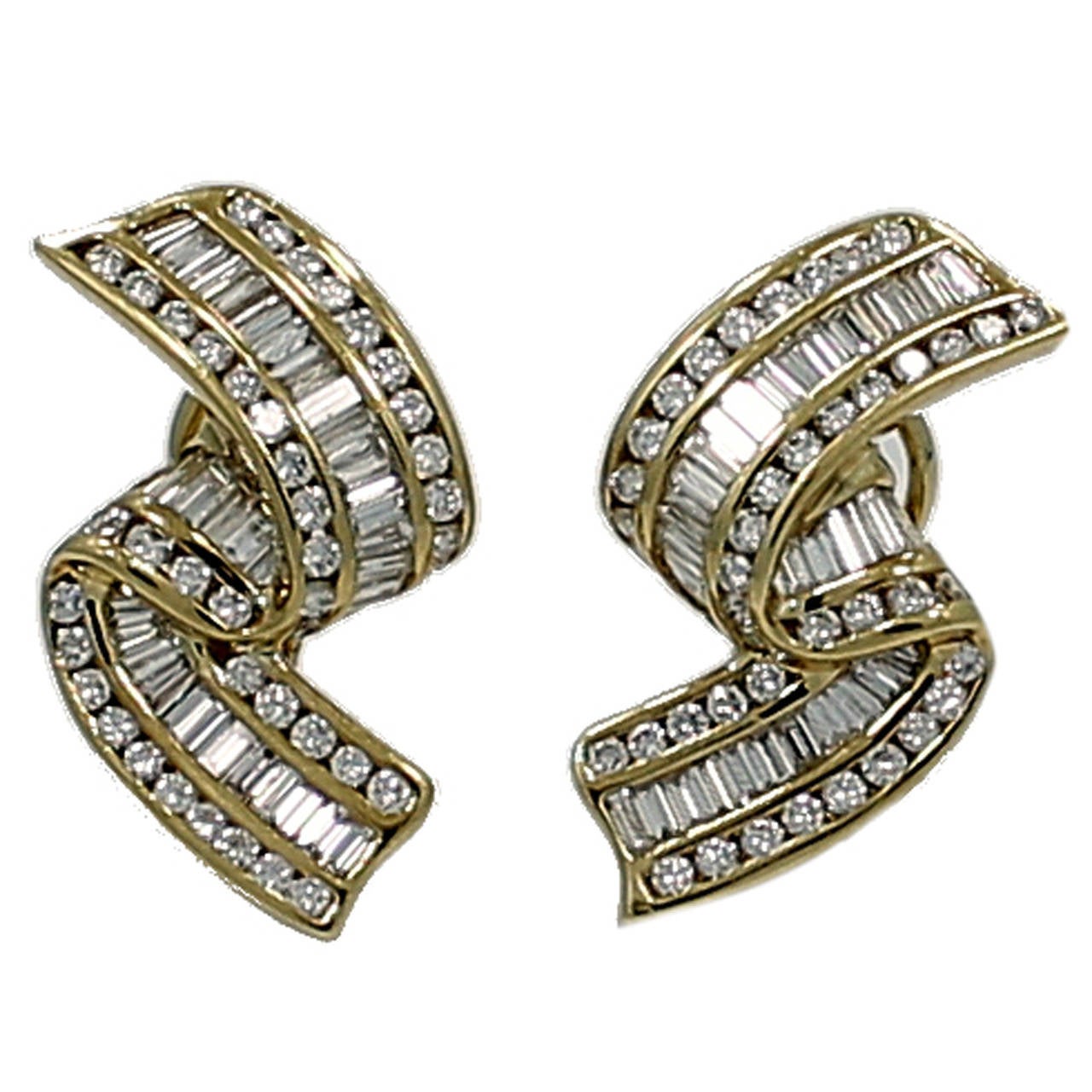 Charles Krypell Diamond gold Earrings For Sale