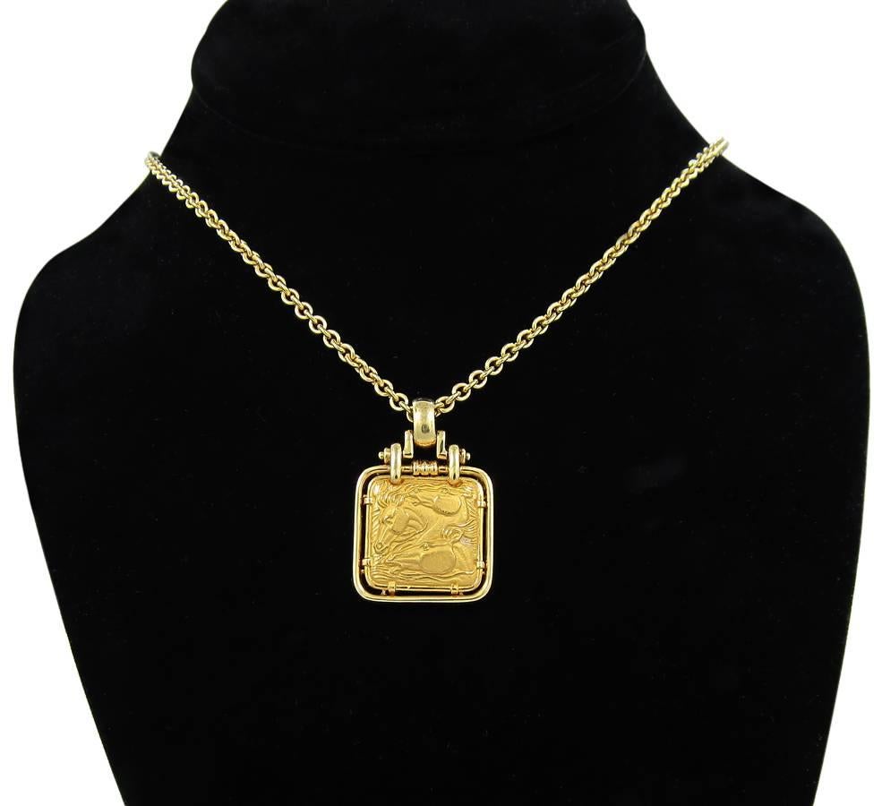 Carrera Y Carrera Gold Horses Pendant and Chain In Excellent Condition In Naples, FL