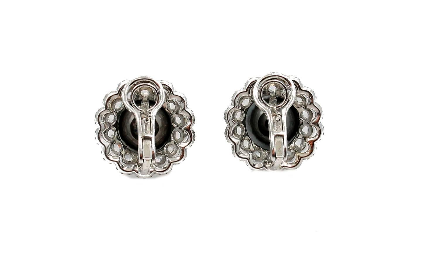 Art Deco White and Black Pearl diamond gold detachable Earrings