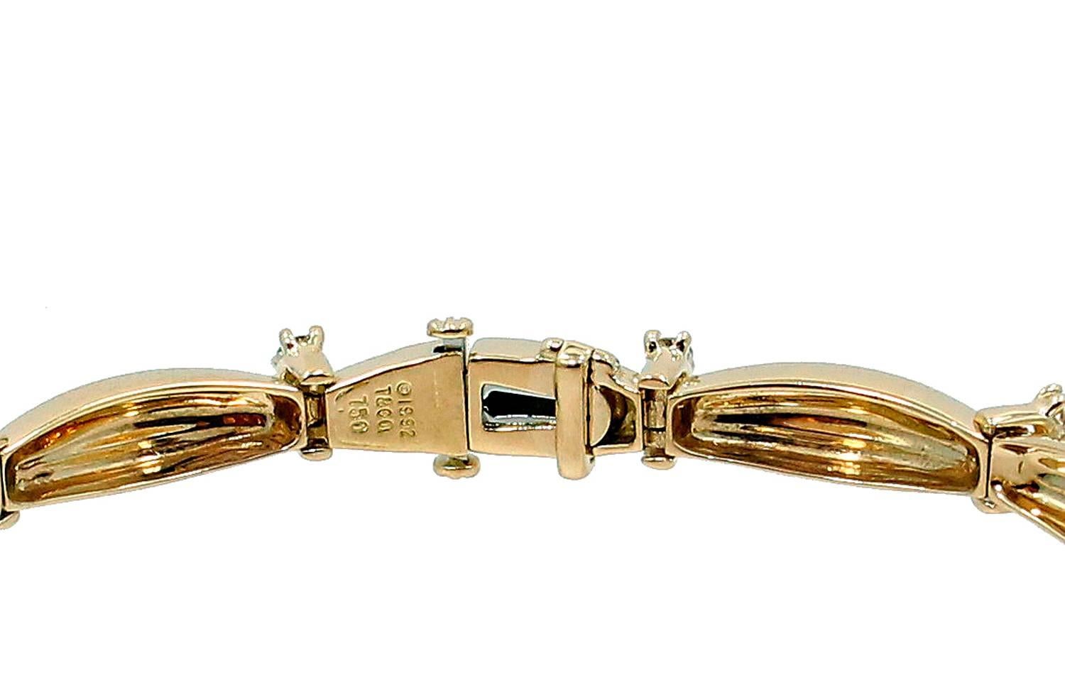 Tiffany & Co. Diamond Gold Link Bracelet In Excellent Condition In Naples, FL
