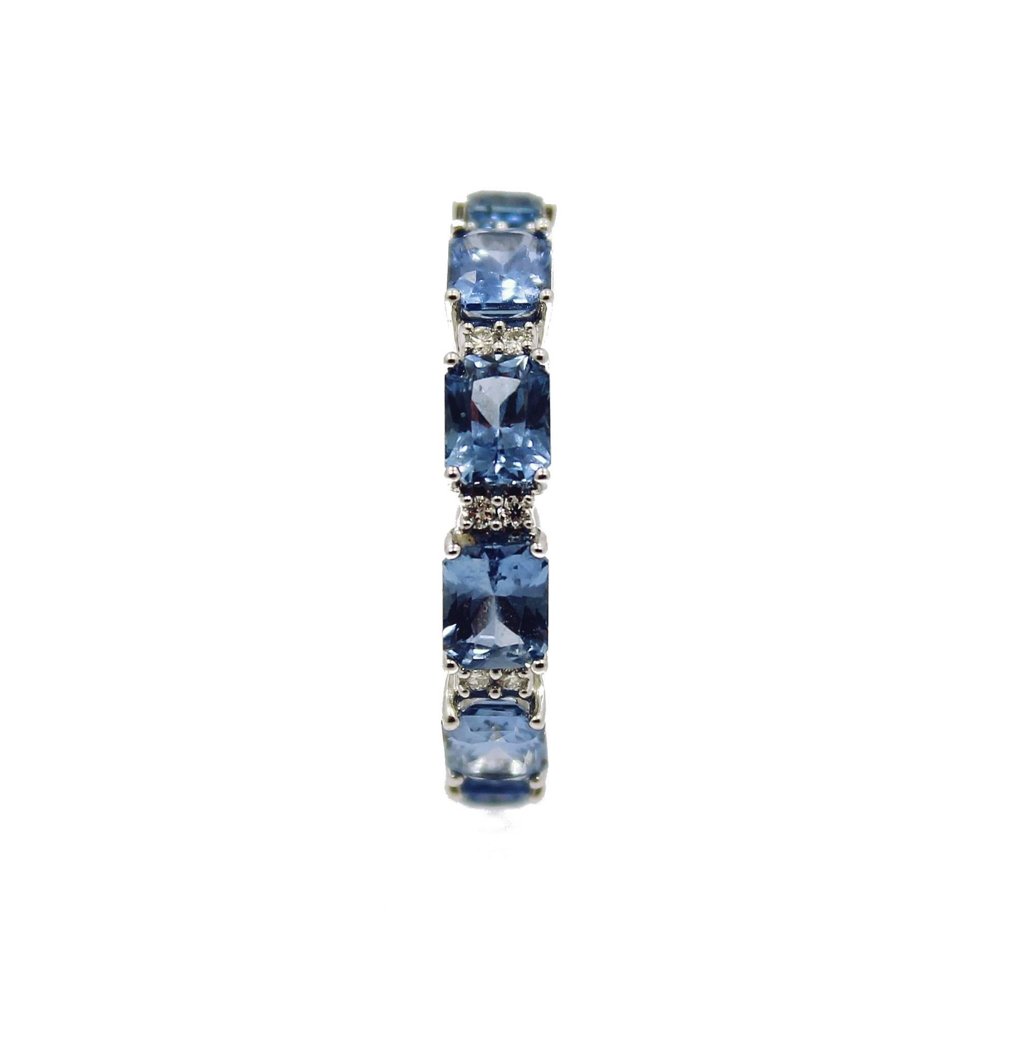 Sapphire Diamond Gold Eternity Band Ring In New Condition For Sale In Naples, FL