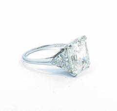 8.36 Carat GIA Cert Square Emerald Cut Diamond Trillion Platinum Ring