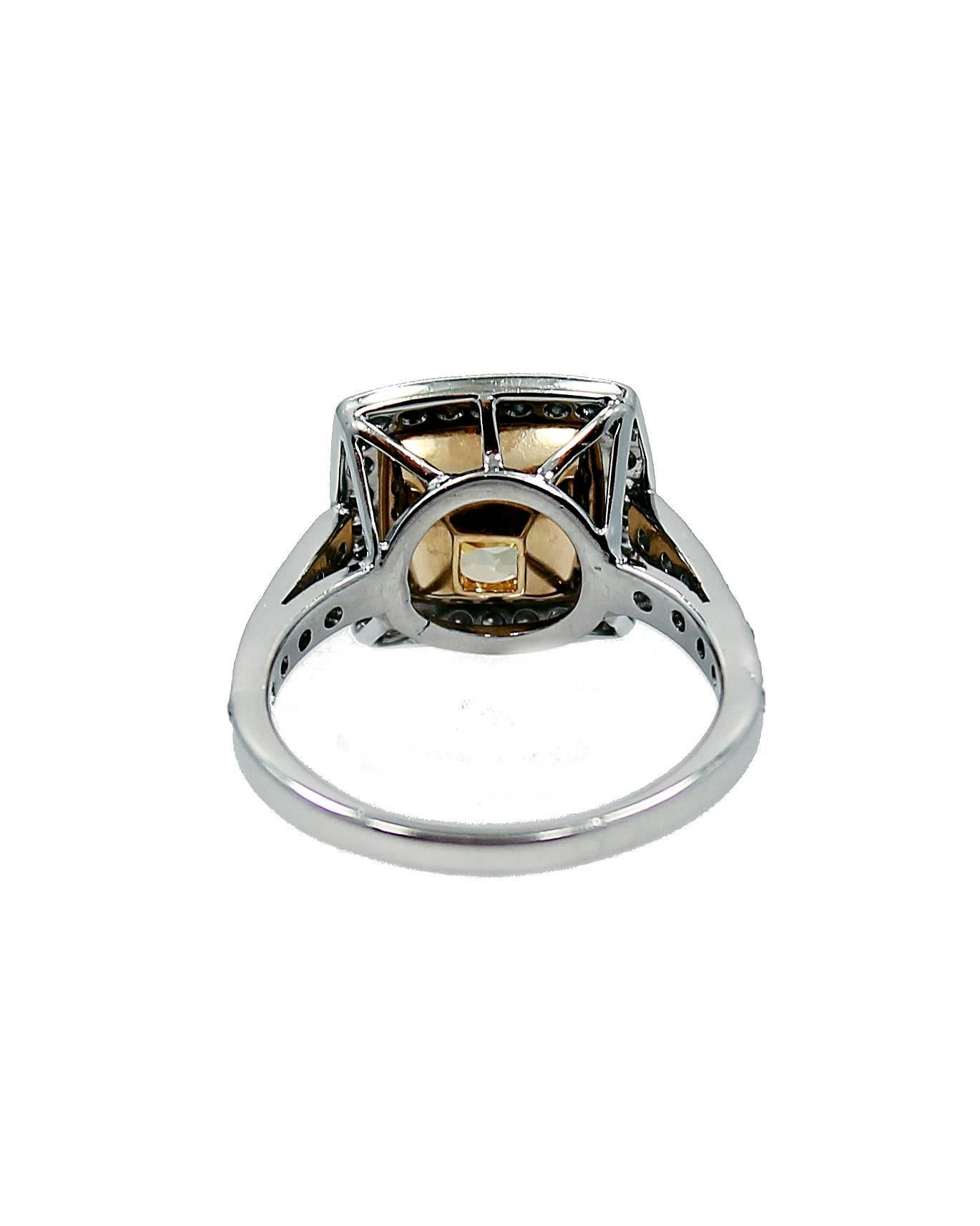 Women's 5.55 Carat Fancy Light Yellow Radiant Diamond Engagement Ring For Sale