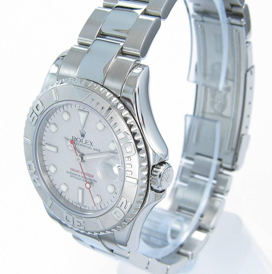 Women's or Men's Rolex Platinum Yachtmaster Midsize Automatic Wristwatch Ref 168622