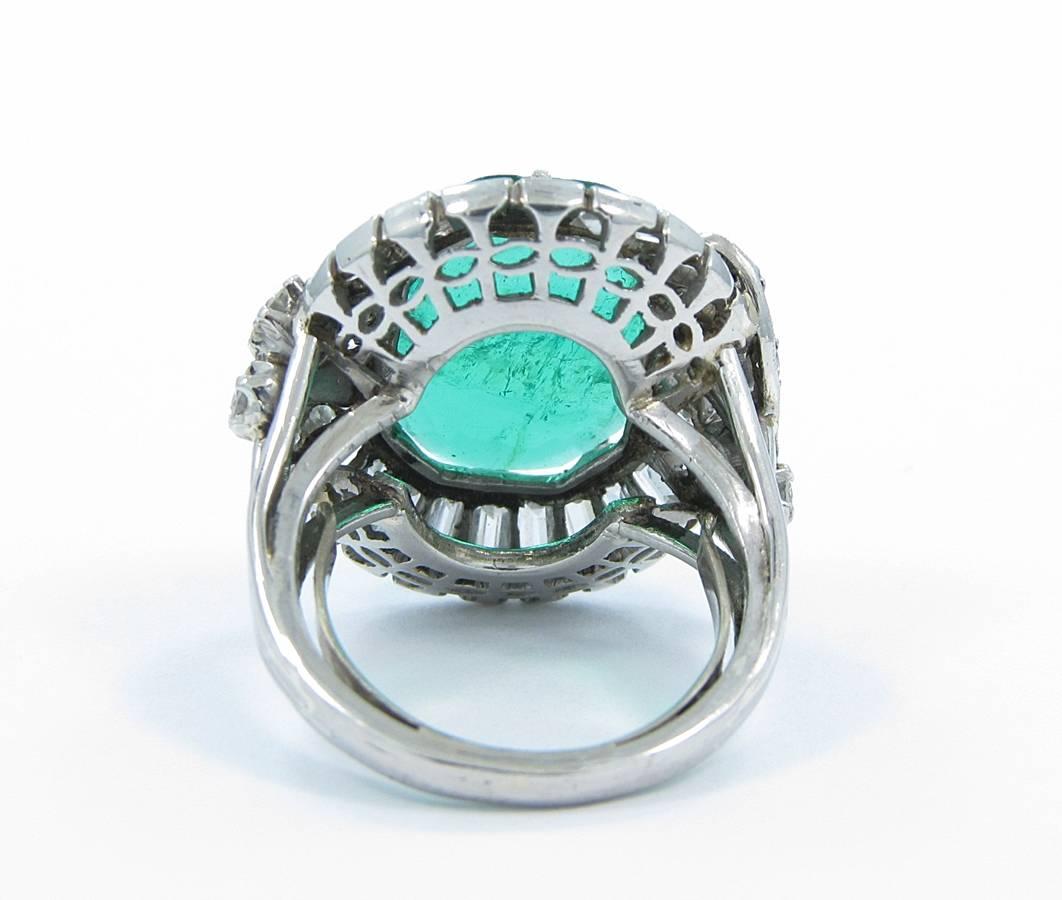 Art Deco 5 Carat Emerald Diamond Gold Ring For Sale