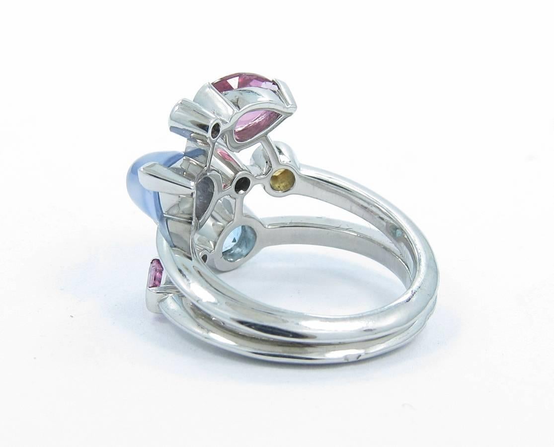 Cartier Meli Melo Multicolor Gemstone Diamond Platinum Ring In Excellent Condition In Naples, FL