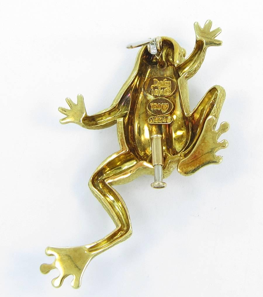 Henry Dunay Gold Frog Pin Brooch In Excellent Condition For Sale In Naples, FL