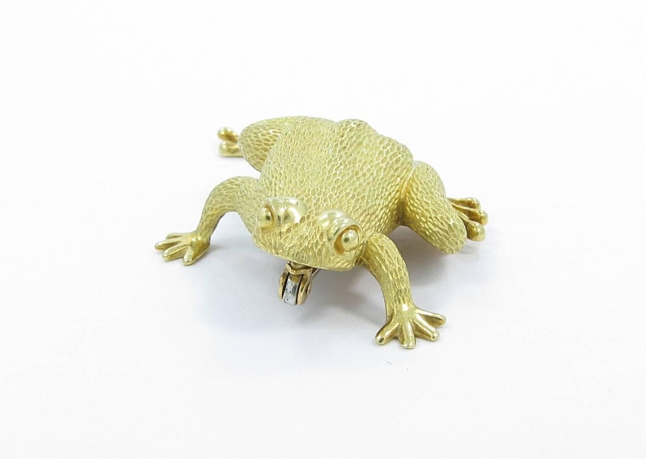 Henry Dunay Gold Frog Pin Brooch For Sale 2