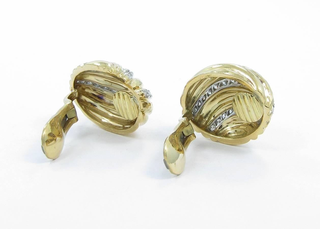 Andrew Clunn Diamond Gold Earrings For Sale 1