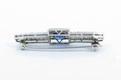 Art Deco Ceylon Sapphire Diamond Platinum Brooch