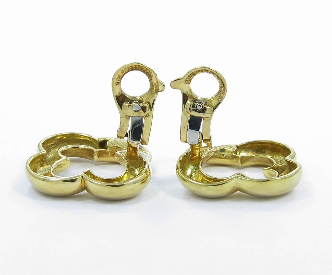 Van Cleef & Arpels Gold Alhambra Earrings In Good Condition For Sale In Naples, FL