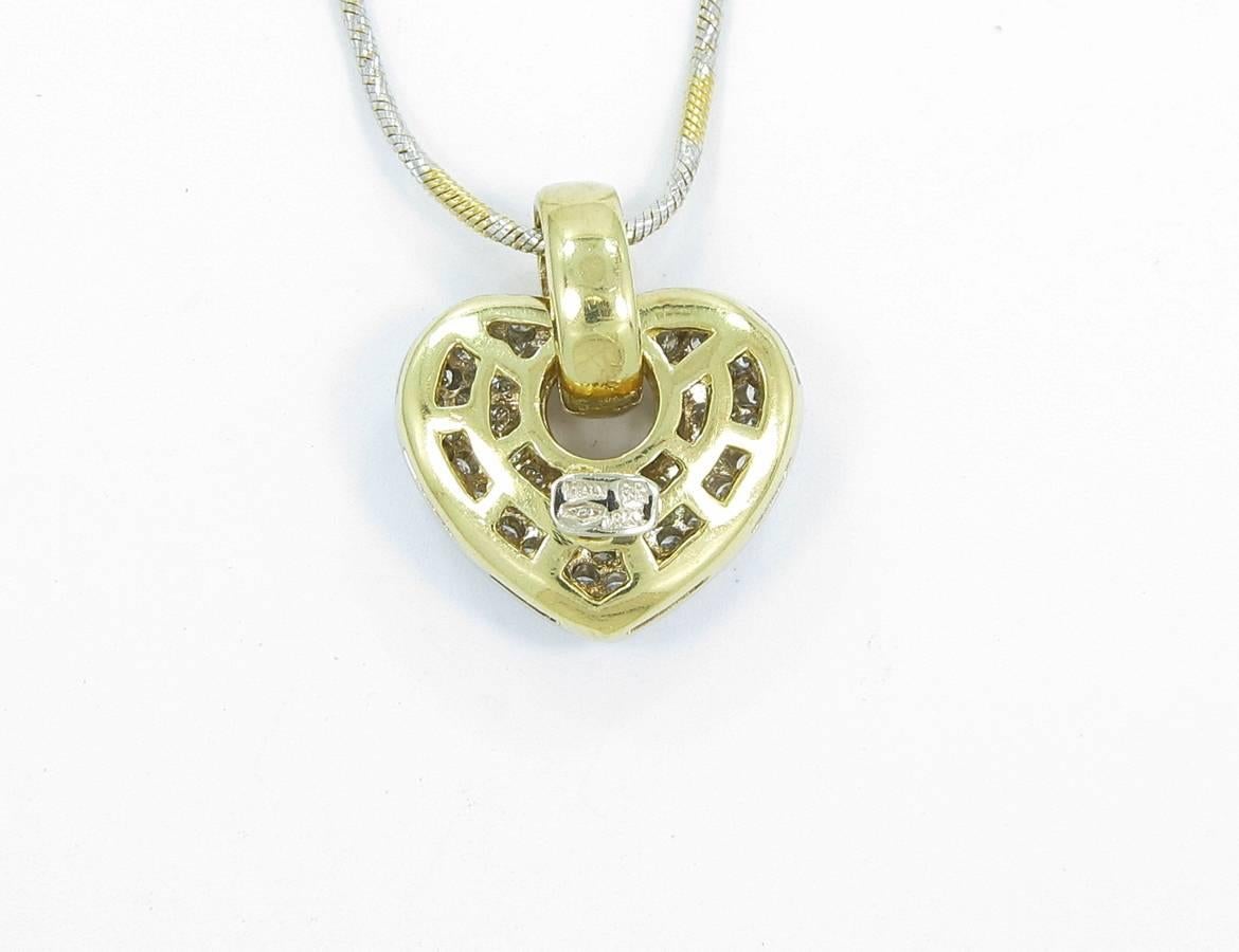 Gregg Ruth Pave Diamond Gold Heart Pendant In Excellent Condition In Naples, FL