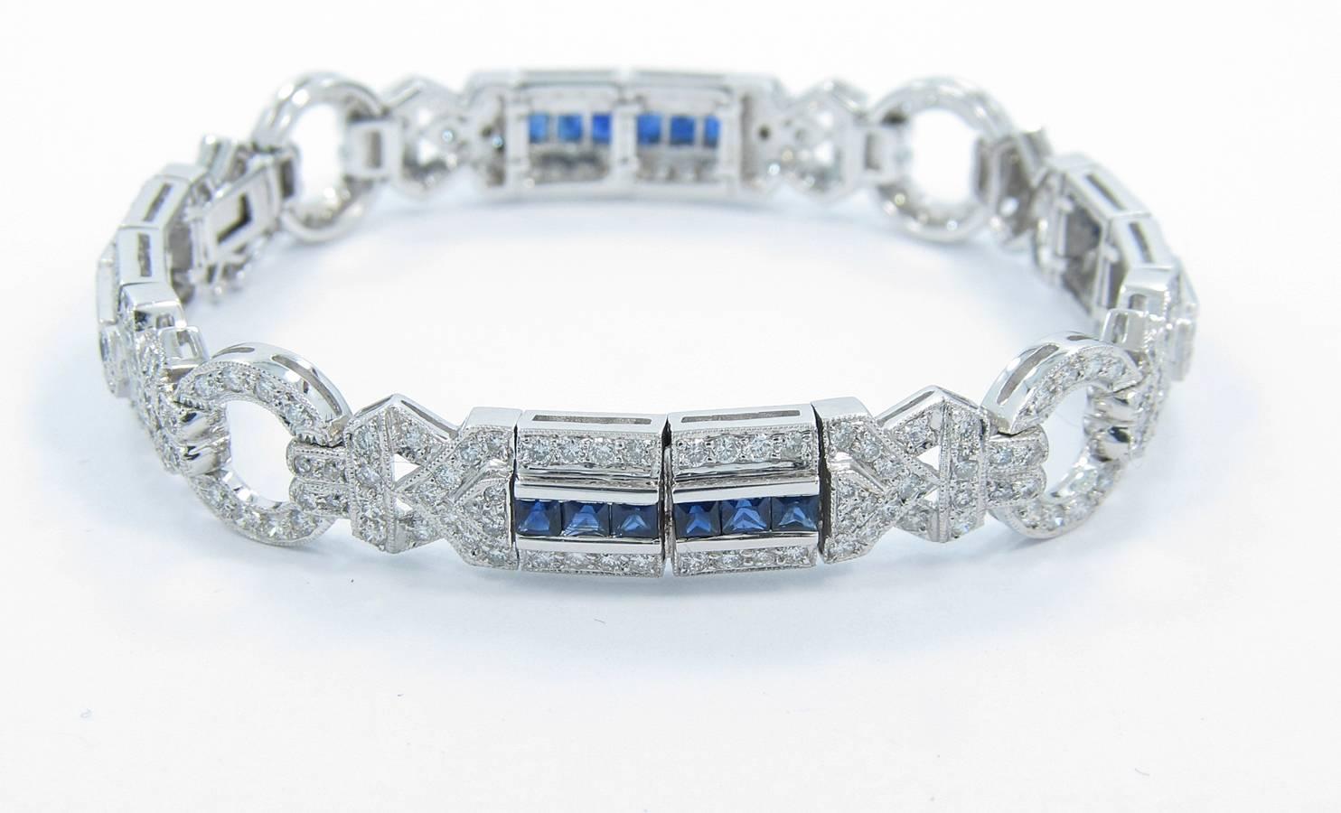 Sapphire Diamond Gold Bracelet  In Excellent Condition For Sale In Naples, FL