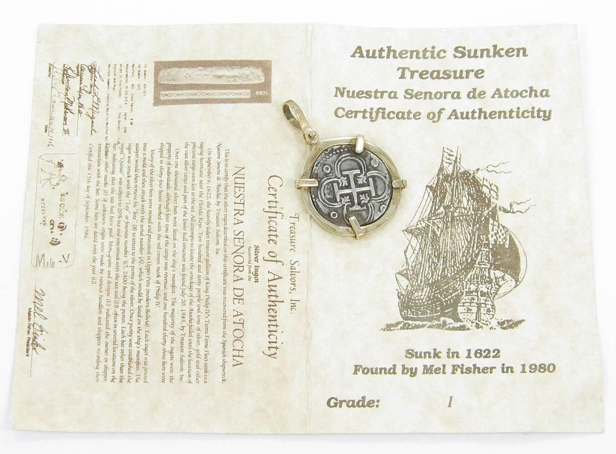 Women's or Men's Authentic Sunken Treasure Atocha Coin Pendant