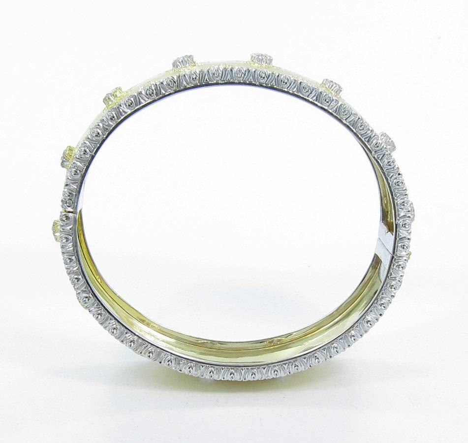 Women's Buccellati Capri Diamond Gold Bangle Bracelet  For Sale