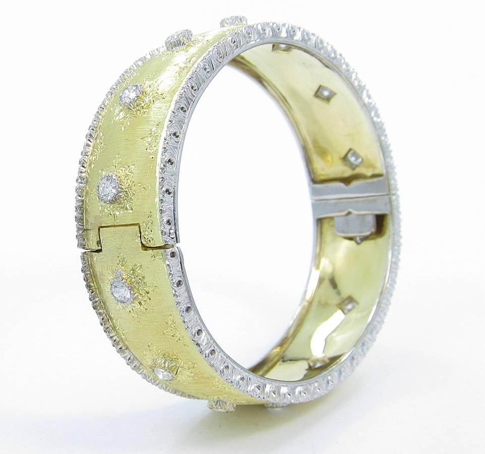 Buccellati Capri Diamond Gold Bangle Bracelet  For Sale 1