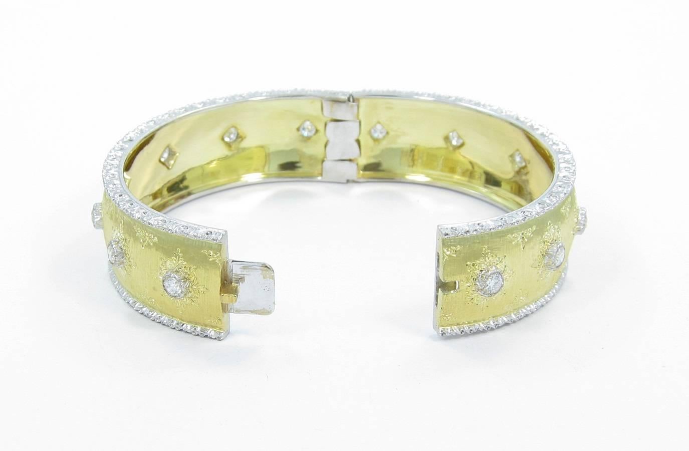Buccellati Capri Diamond Gold Bangle Bracelet  For Sale 2