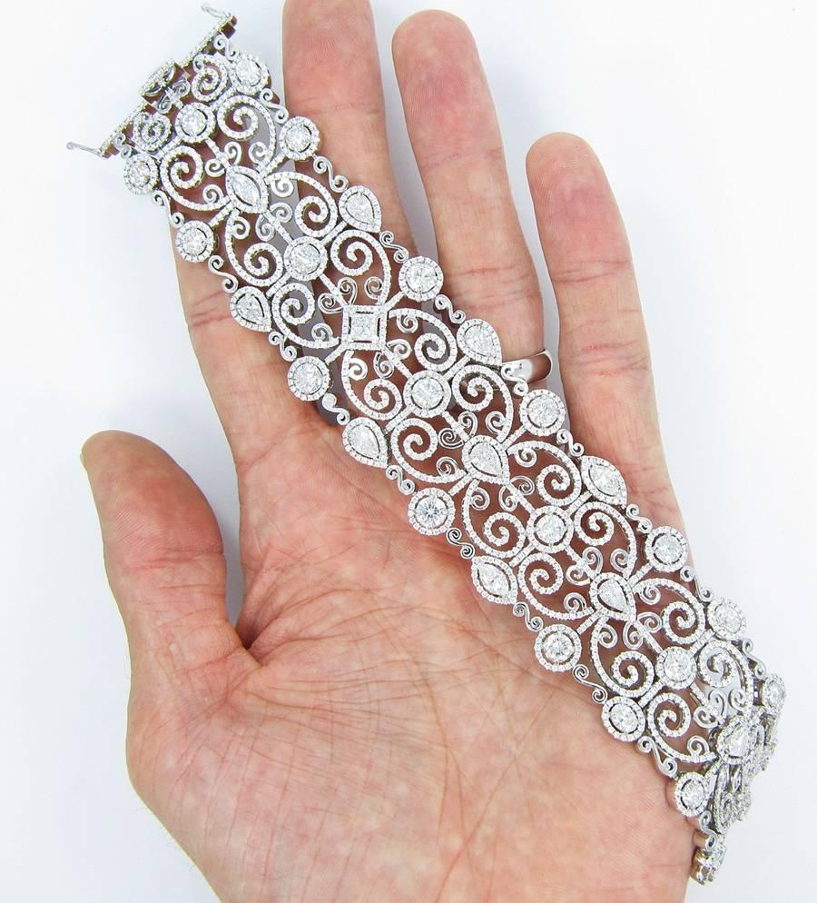 Women's Round and Fancy Cut Diamond Gold Bracelet  For Sale