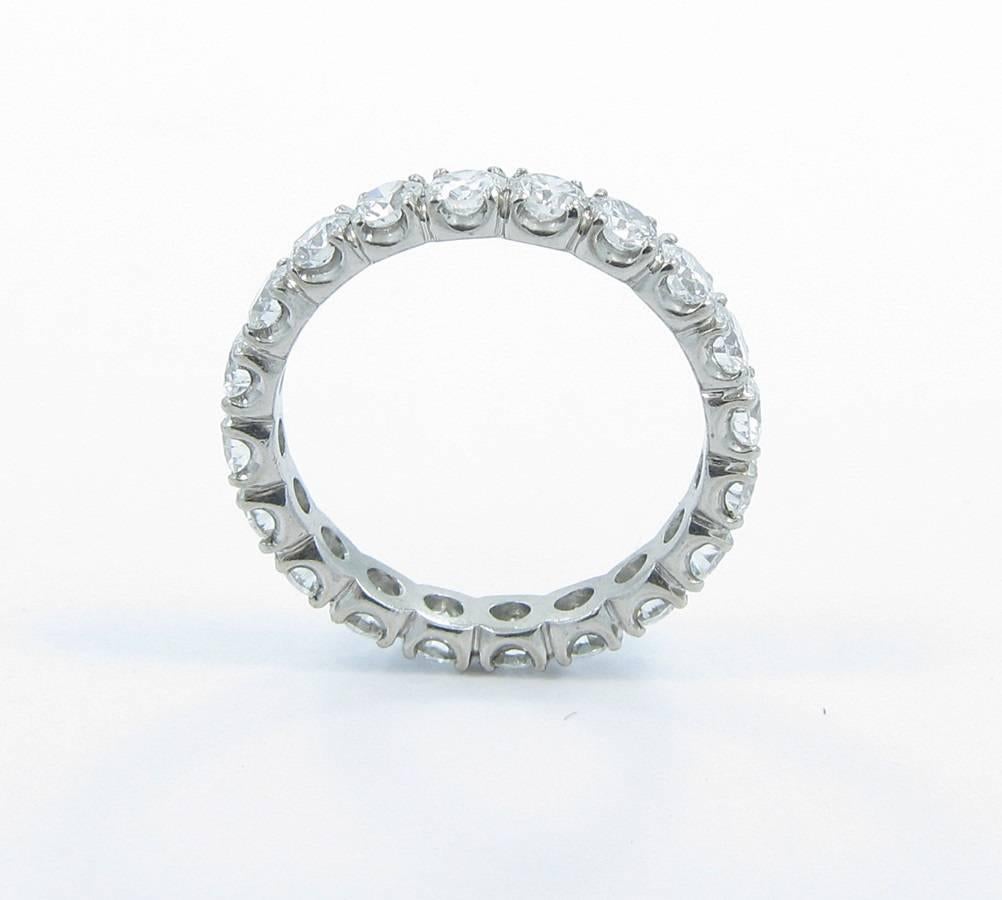 3.60 Carats Diamonds Platinum Eternity Band Ring  In New Condition For Sale In Naples, FL