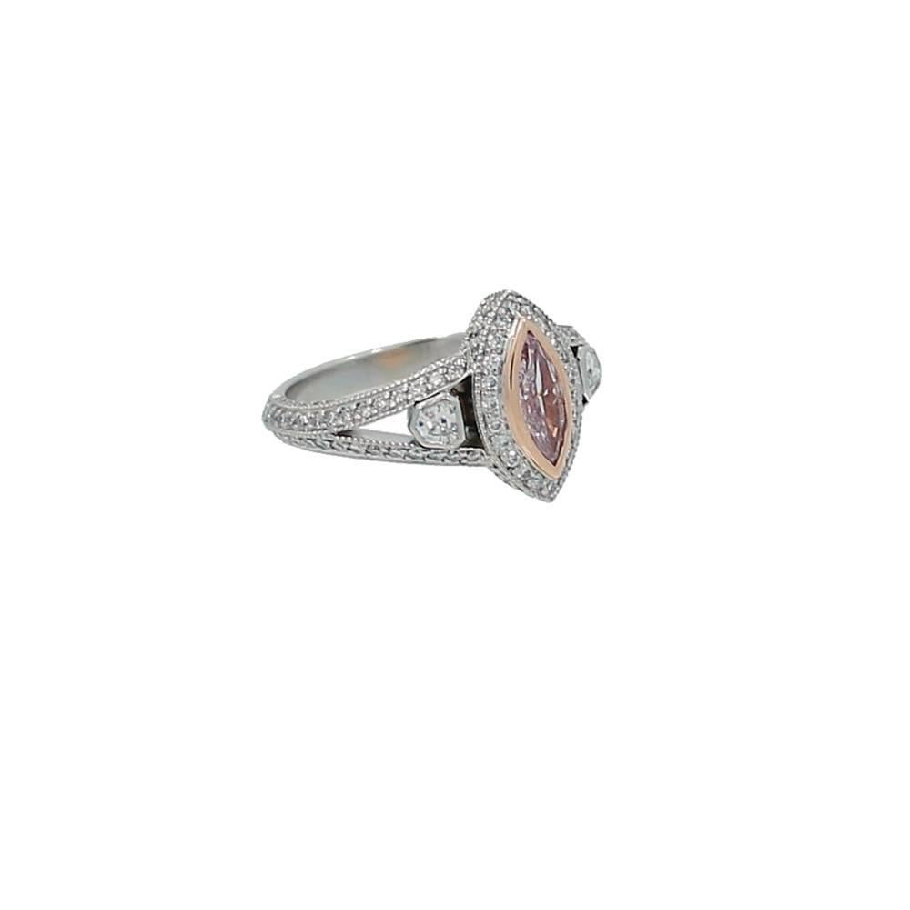 Women's Fancy Purplish Pink Diamond Platinum Ring  For Sale