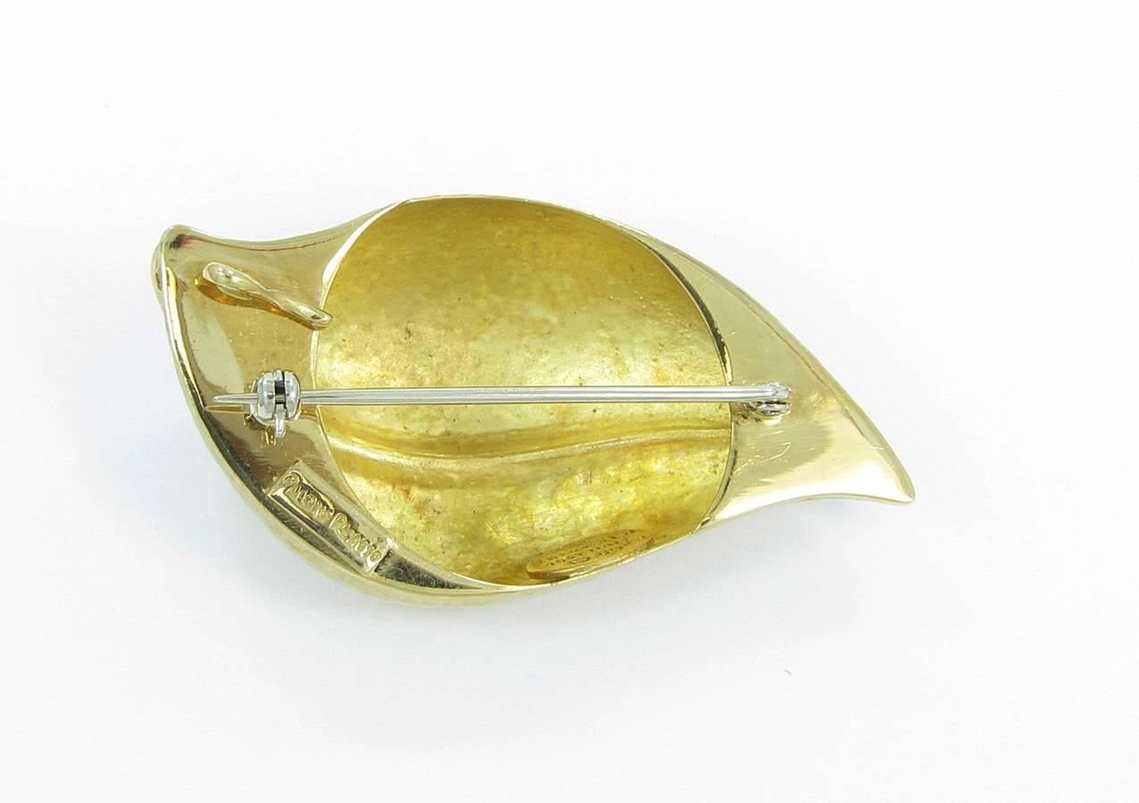 Tiffany & Co. Paloma Picasso Diamond Gold Leaf Brooch In Excellent Condition In Naples, FL