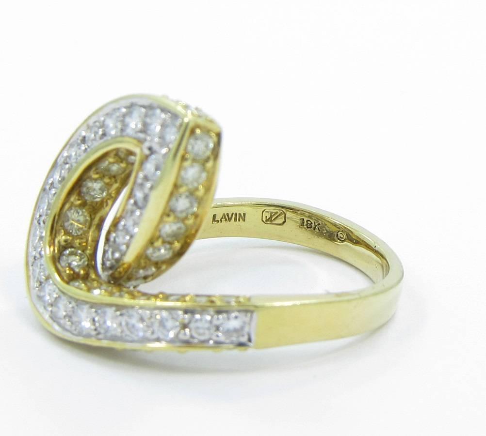 Lavin 3 Carats Diamonds Gold Ring In Excellent Condition For Sale In Naples, FL