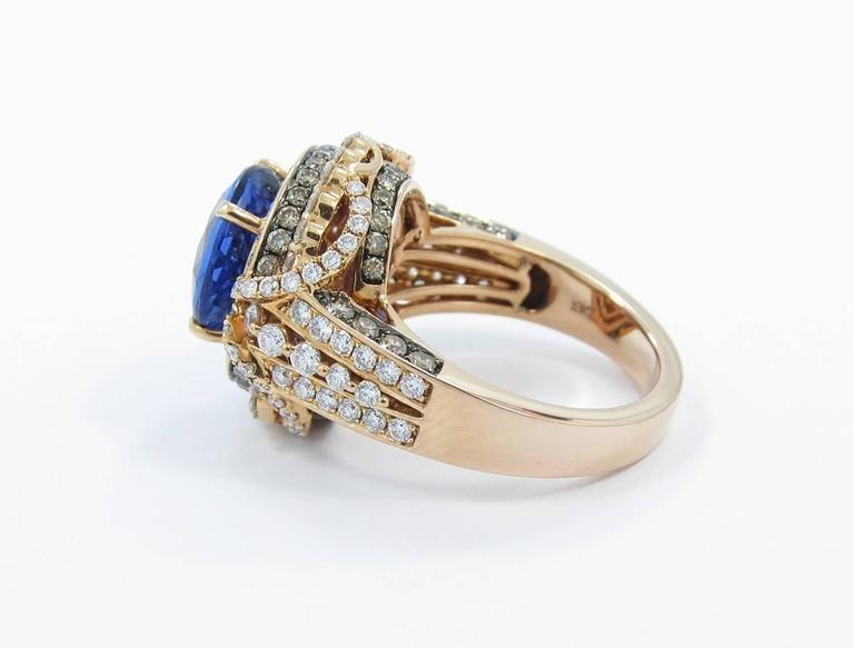 LeVian 5.96 Carat Tanzanite Chocolate and White Diamonds Gold Ring at