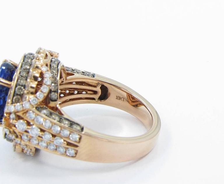 LeVian 5.96 Carat Tanzanite Chocolate and White Diamonds Gold Ring at