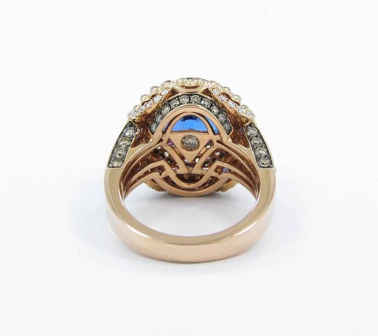 LeVian 5.96 Carat Tanzanite Chocolate and White Diamonds Gold Ring at