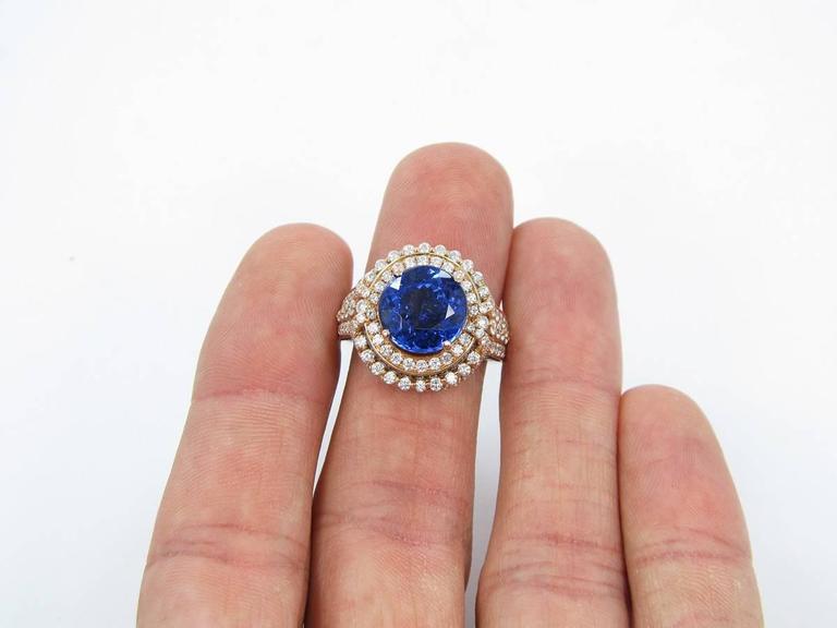 LeVian 5.96 Carat Tanzanite Chocolate and White Diamonds Gold Ring at