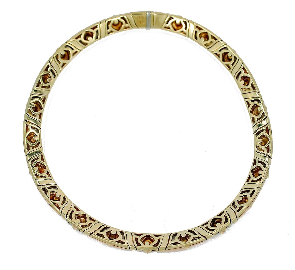 Bulgari Three Color Gold Necklace In Excellent Condition For Sale In Naples, FL