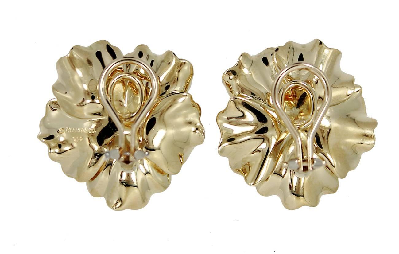 Women's Tiffany & Co. Diamond Gold Alpine Rose Earrings For Sale