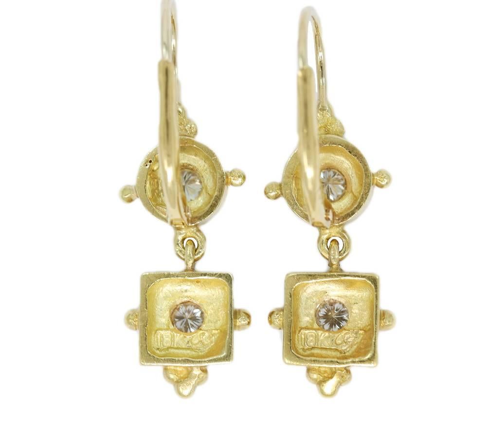 Penny Preville Diamond Gold Dangle Earrings In Excellent Condition For Sale In Naples, FL