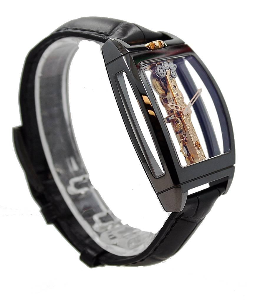 Corum Black Ceramic Golden Bridge Wristwatch In New Condition In Naples, FL