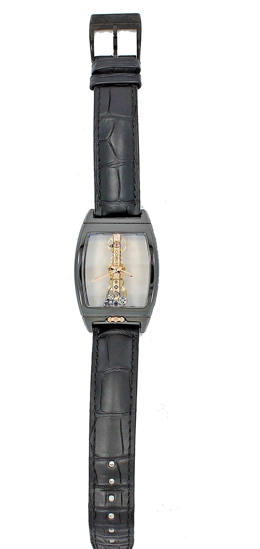Corum Black Ceramic Golden Bridge Wristwatch 1