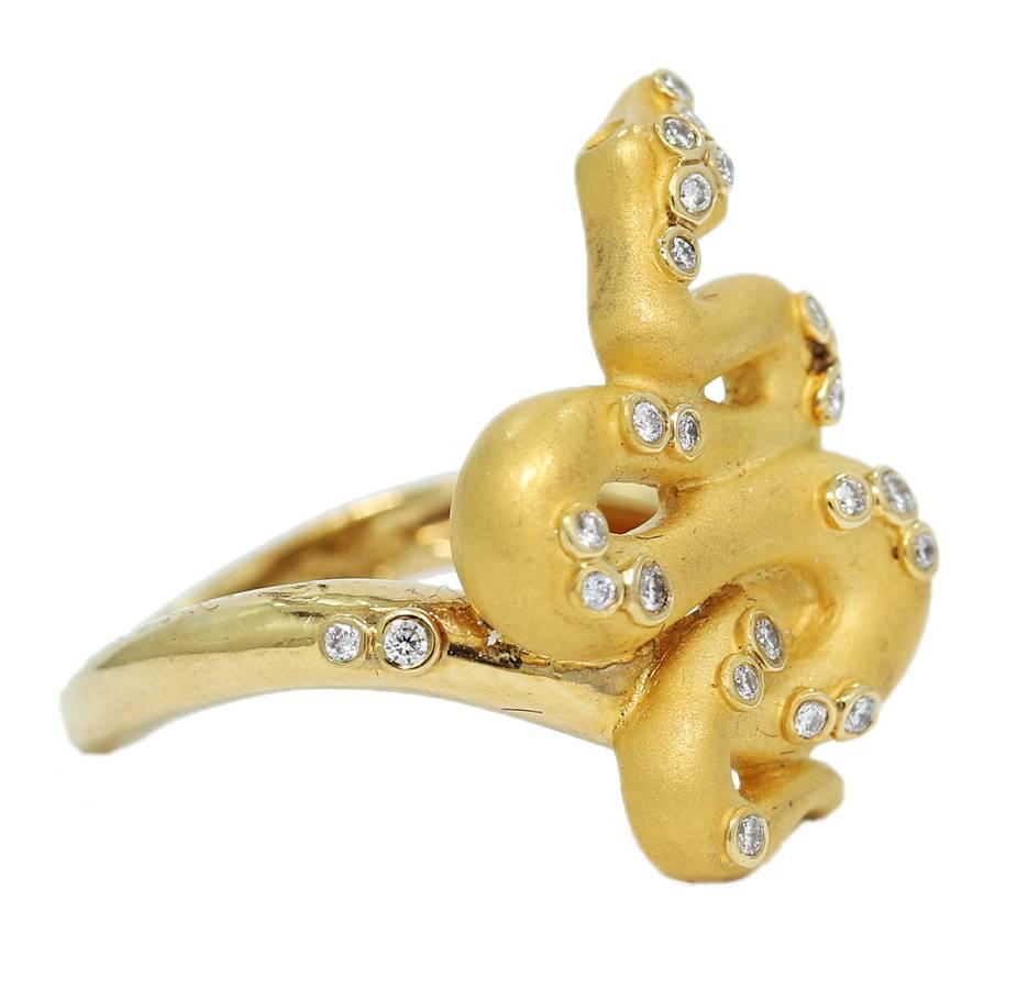 Carrera y Carrera Ruby Diamond Gold Serpent Snake Ring In Excellent Condition For Sale In Naples, FL