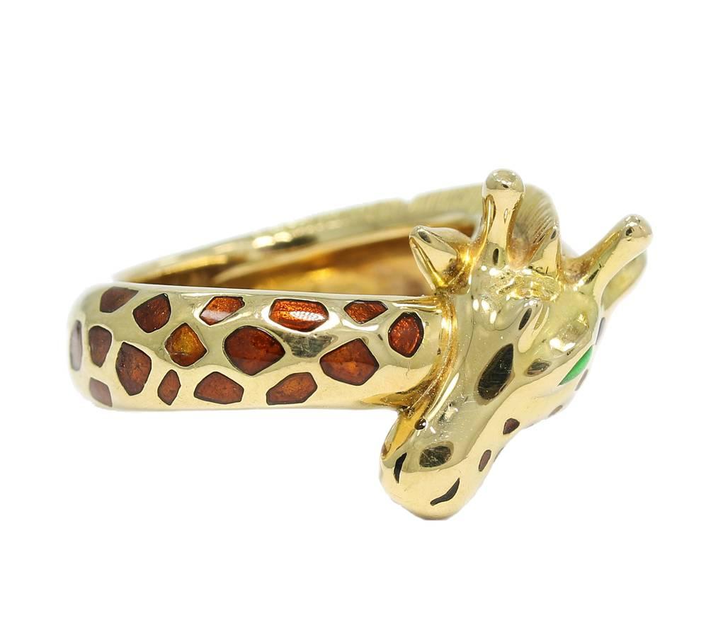 Hermes Gold Giraffe Ring with Polychrome Enamel For Sale 1