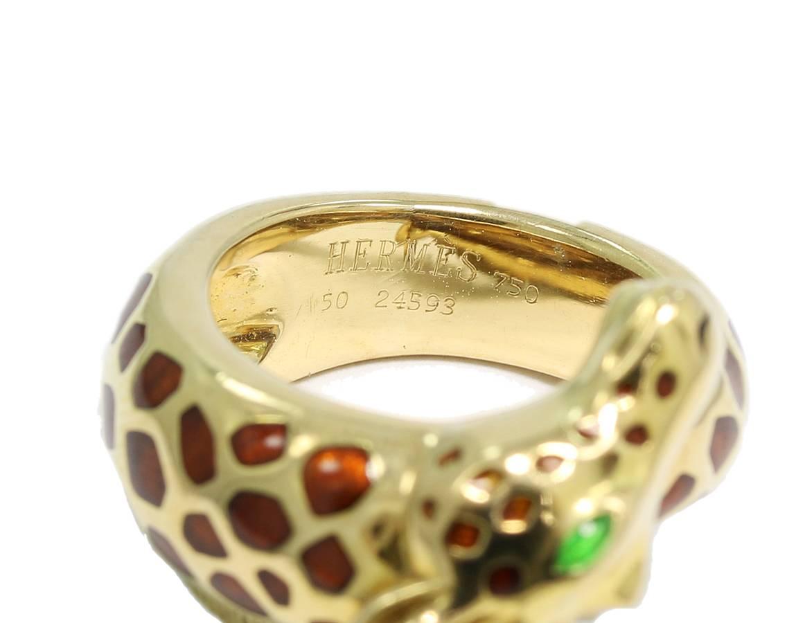 Hermes Gold Giraffe Ring with Polychrome Enamel For Sale 2