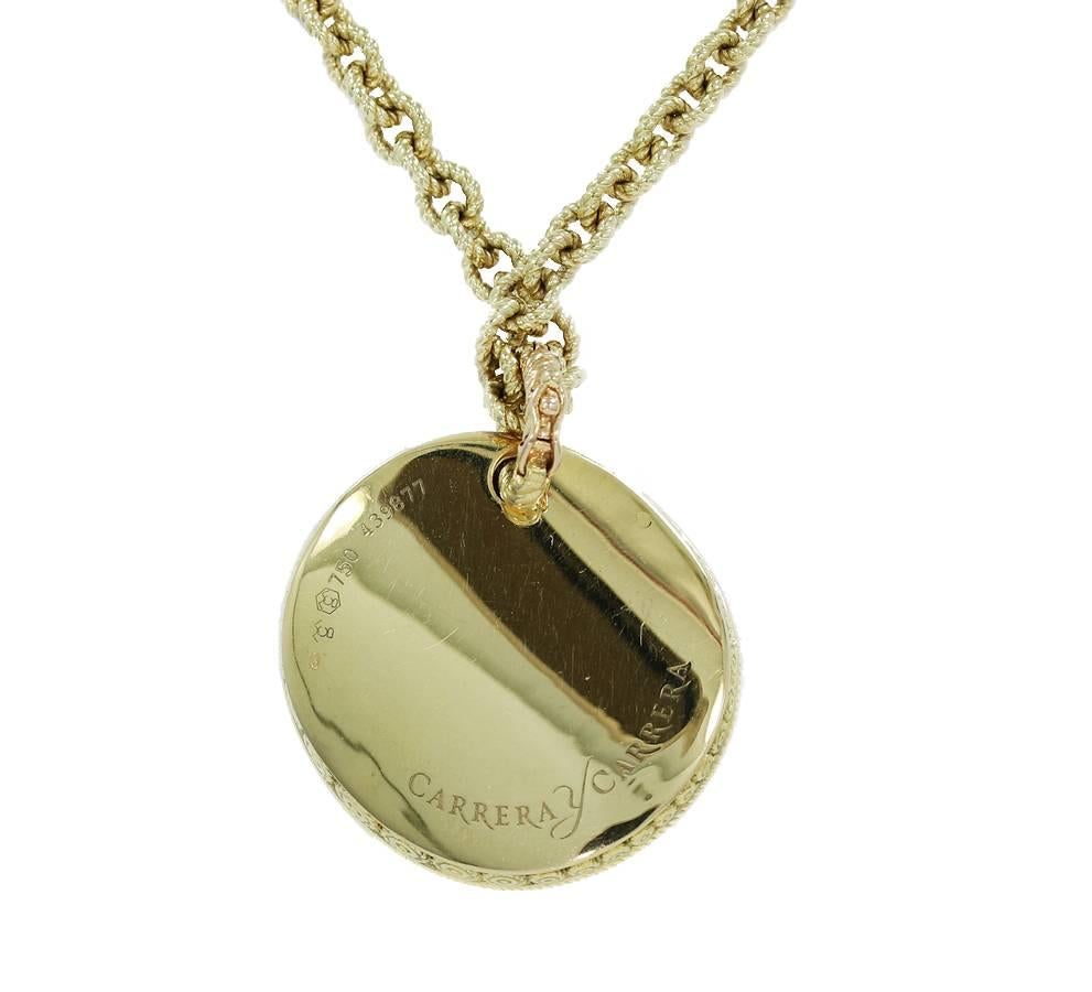 Women's or Men's Carrera y Carrera Ruedo Collection Mother of Pearl Gold Necklace Pendant For Sale