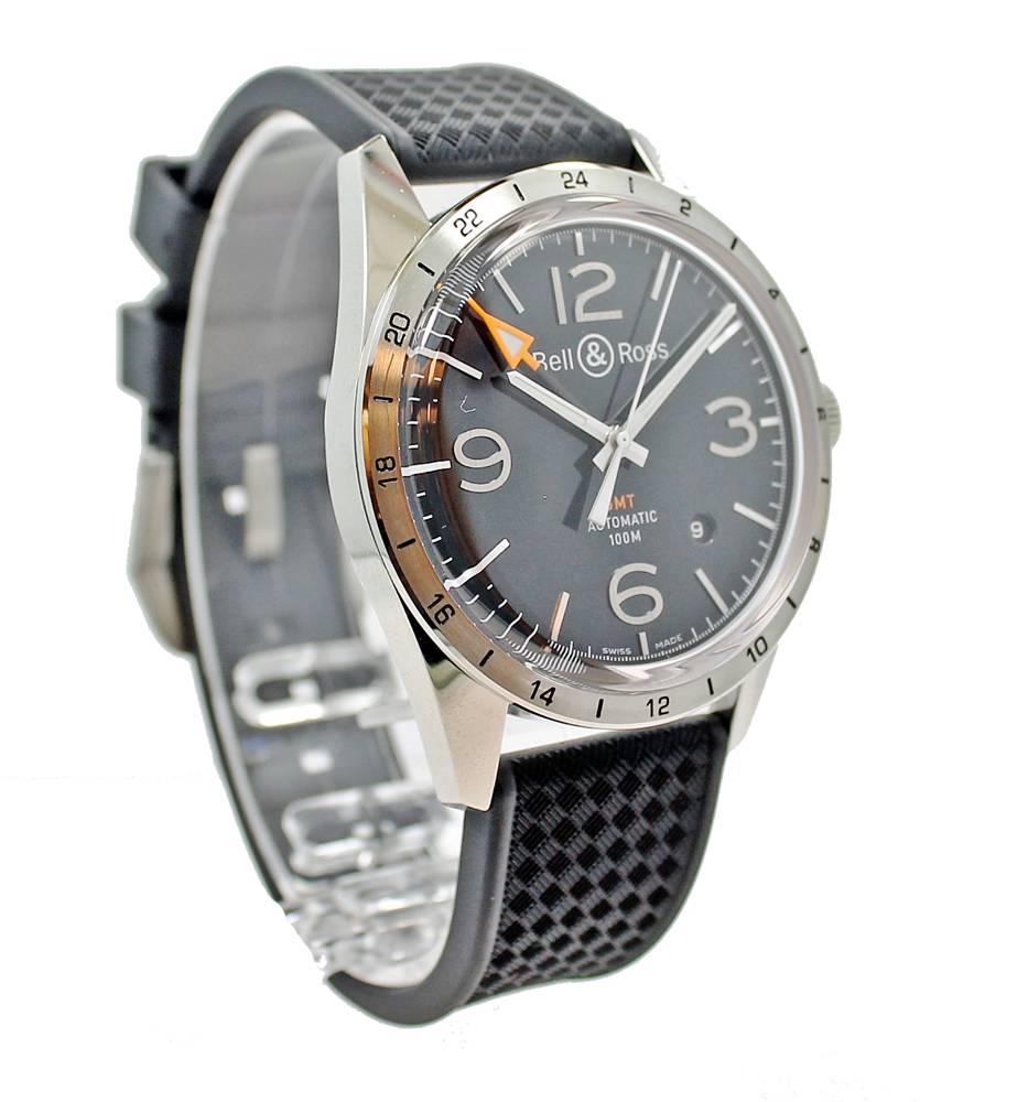 Bell & Ross Stainless Steel GMT Automatic Wristwatch In New Condition For Sale In Naples, FL